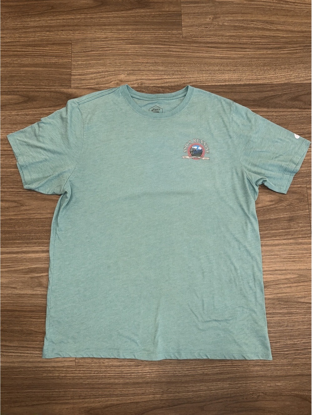 ASICS Running Screen Print Graphic Tshirt Shortsleeved Green XL #AS4613